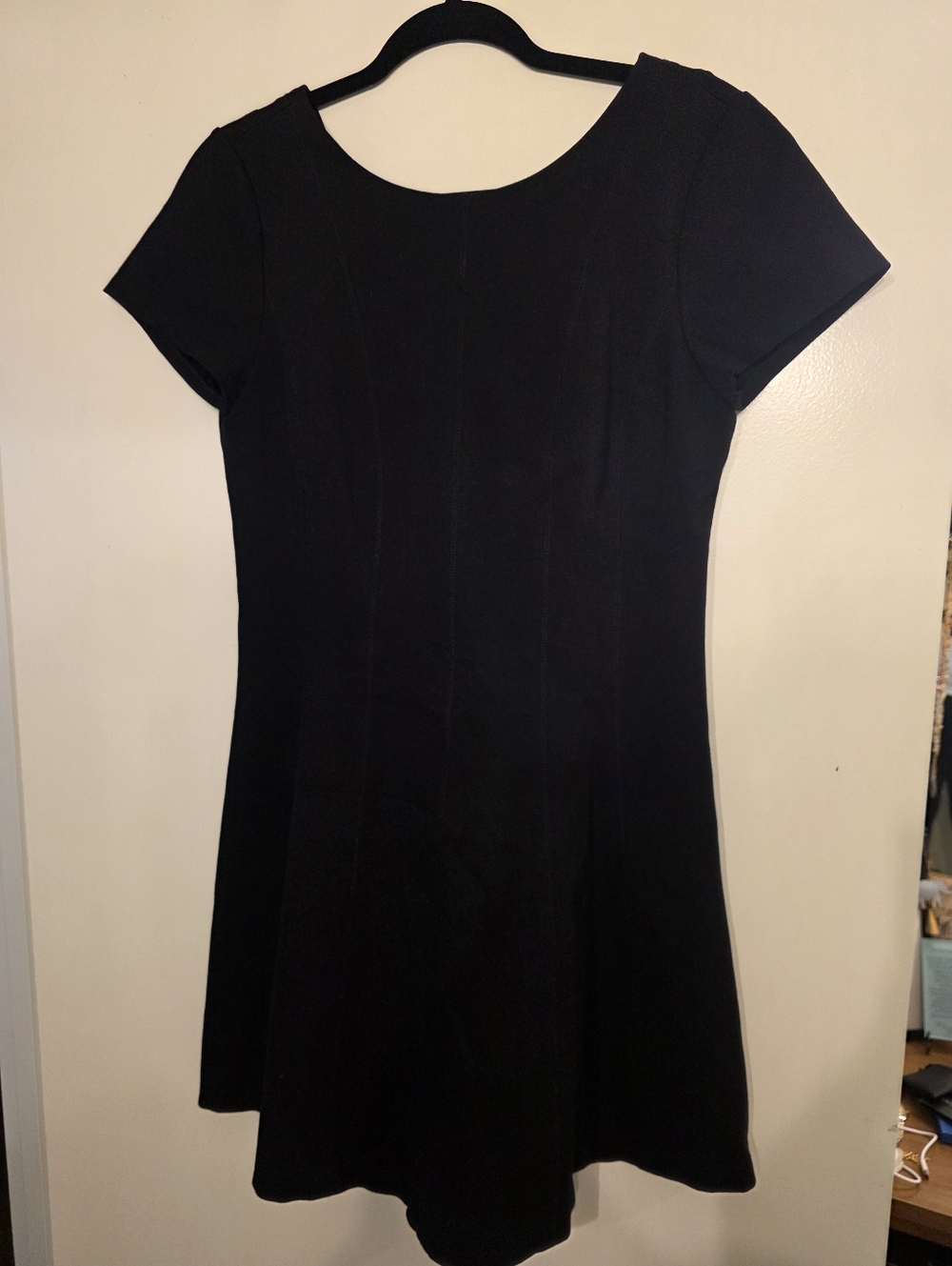 Banana Republic Black Short Sleeve Fit-and-Flare Mini Dress